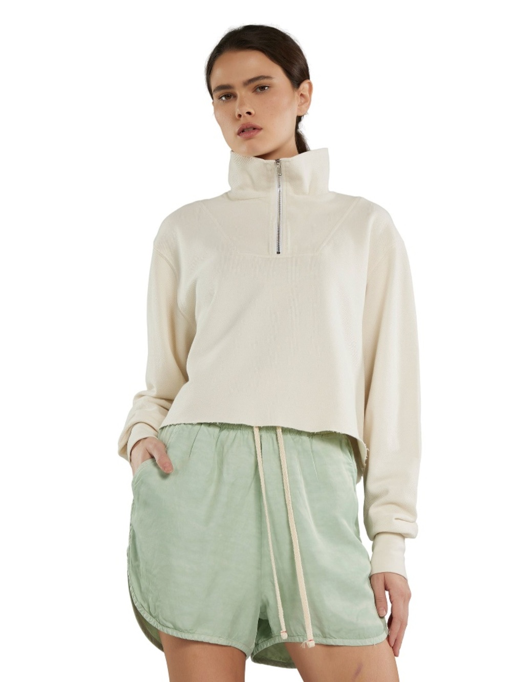 Les Tien Haley Crop Half Zip Pullover